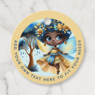 Afrikansk Fairy Birthday Teal Guld Rosa Princess Gåvor Etiketter