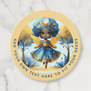 Afrikansk Fairy Birthday Teal Guld Rosa Princess Gåvor Etiketter