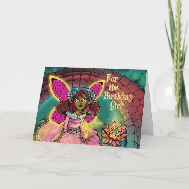 Afrikansk Fairy Blue Ro Birthday Kort (Framsida)