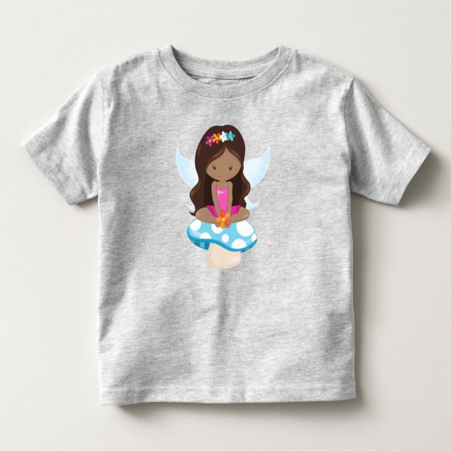 Afrikansk Fairy, Forest Fairy, Mushroom T Shirt (Framsida)