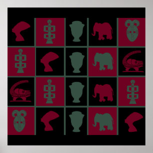 afrikansk färgstark geometrisk konst poster