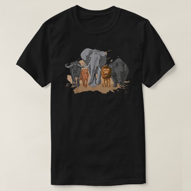 Afrikansk fem-designad afrikansk Safari Anim T Shirt (Design framsida)