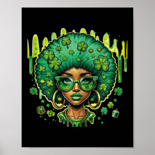Afrikansk female Leprechaun Black St Patric Poster