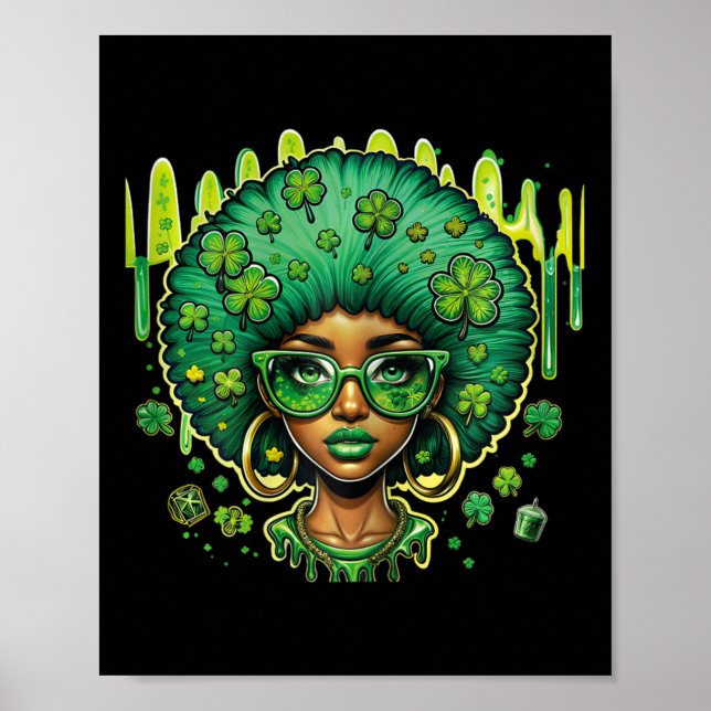 Afrikansk female Leprechaun Black St Patric Poster (Framsidan)