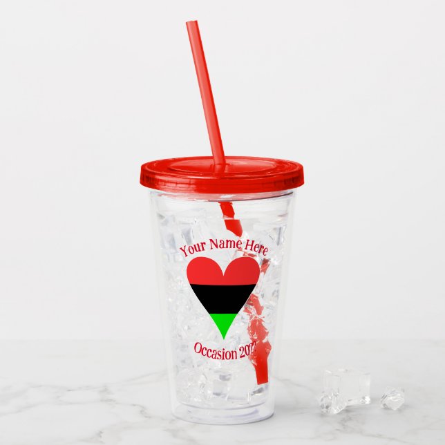 Afrikansk Flagga Heart Funky Personlig Take Away Mugg (Framsida Ice)