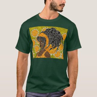afrikansk flicka med solblommor t shirt