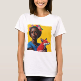 Afrikansk flicka och räv T-shirt
