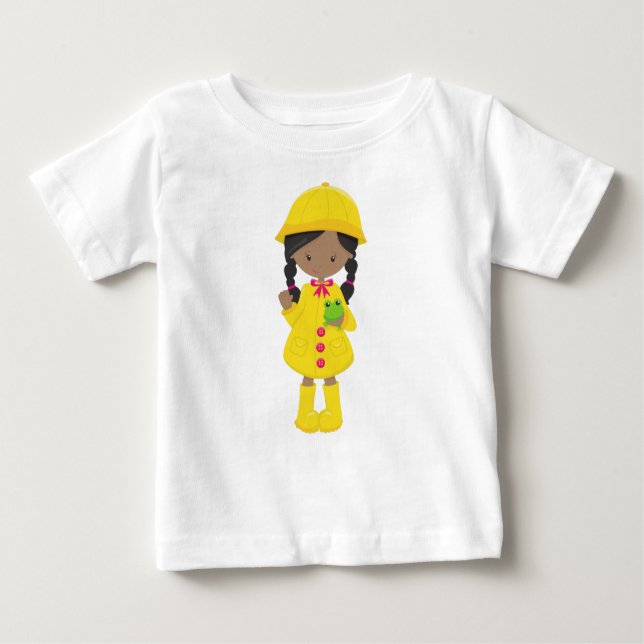 Afrikansk flicka, regnrock, Rain, Boots, Frog T Shirt (Framsida)