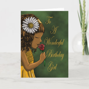 Afrikansk flicka Ro Daisy Birthday Kort
