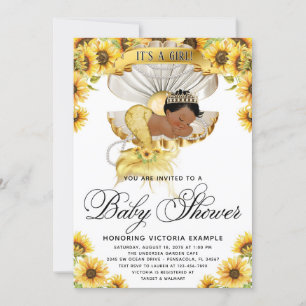 Afrikansk flicka solros baby shower inbjudan