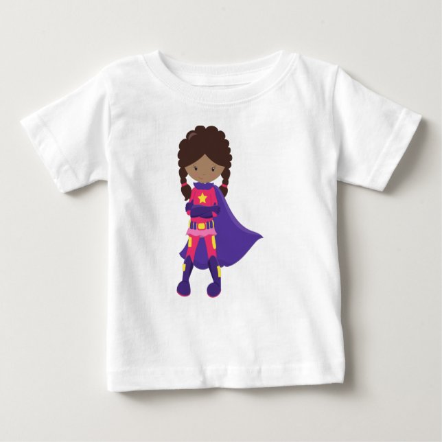 Afrikansk flicka, Superhjälte Girl, Cape T Shirt (Framsida)