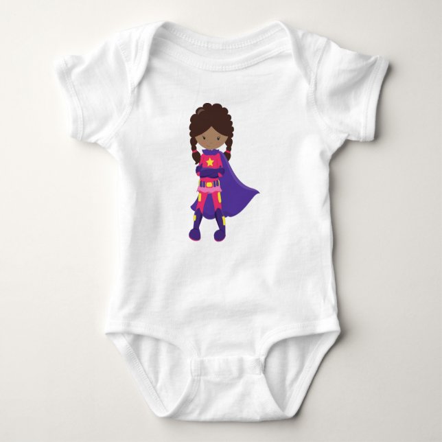 Afrikansk flicka, Superhjälte Girl, Cape T Shirt (Framsida)