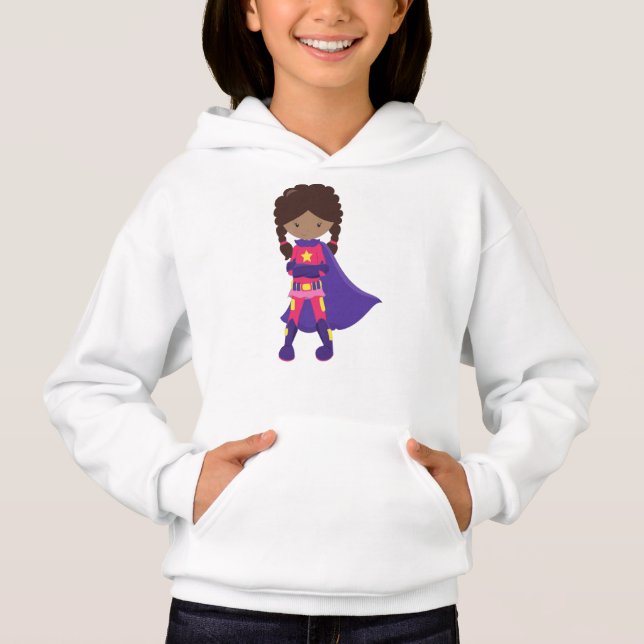 Afrikansk flicka, Superhjälte Girl, Cape T Shirt (Framsida)