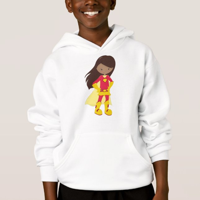 Afrikansk flicka, superhjälte Girl, Red Costume T Shirt (Framsida)