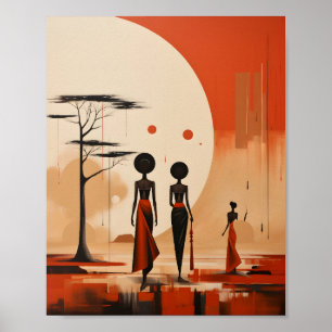 Afrikansk flickillustration minimalistisk afrikans poster