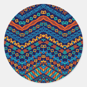Afrikansk funky mönster färg runt klistermärke