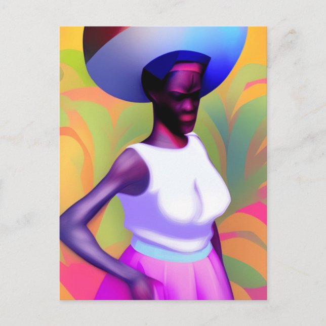 Afrikansk gammal kvinna som bär Vas på huvudet Vykort (Framsida)