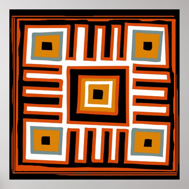 afrikansk geometrisk stamart mönster poster (Framsidan)