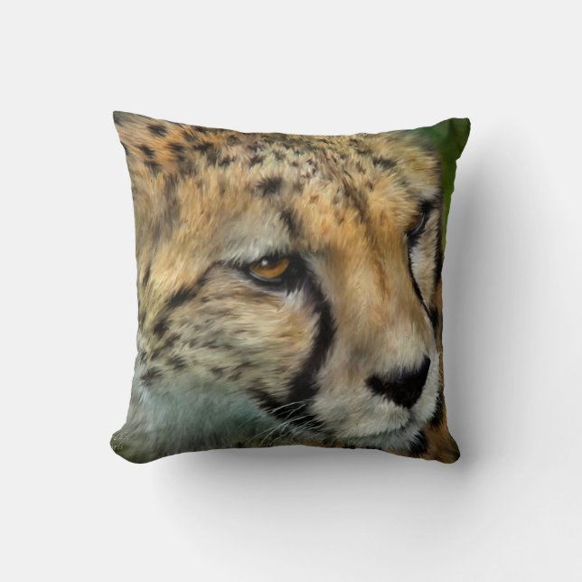 Afrikansk Gepard Porträtt Konst Design Kudd Kudde (Framsida)