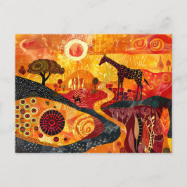 Afrikansk giraff i stamlackering stil helg vykort