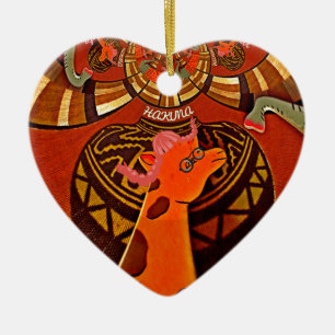 Afrikansk Giraff Traditionellt Konsttryck Whimsi Julgransprydnad Keramik