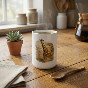 Afrikansk Giraffkonst   Elegant Vildlivssafari Kaffemugg