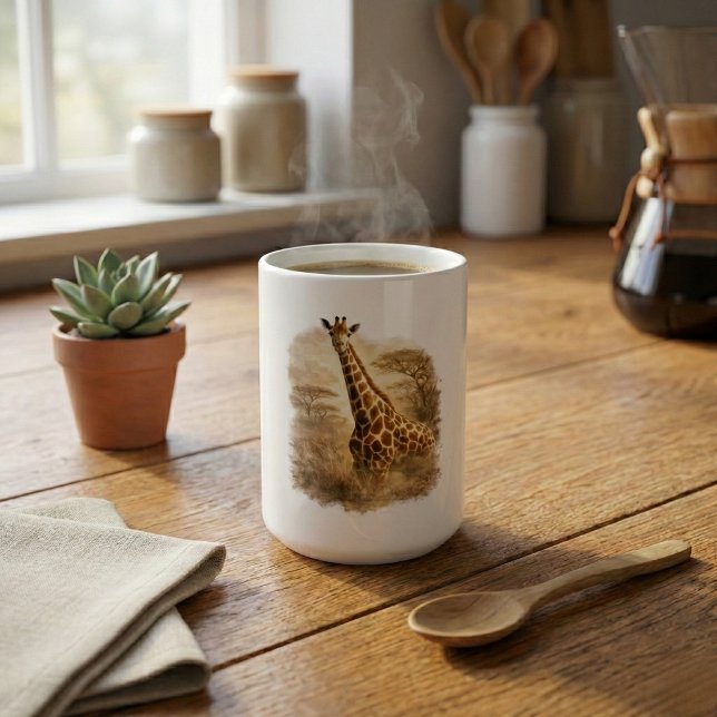 Afrikansk Giraffkonst | Elegant Vildlivssafari Kaffemugg (Skapare uppladdad)