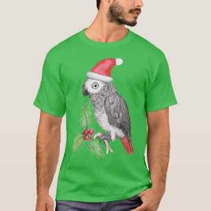 Afrikansk grå färgpapegoja för jul t shirt