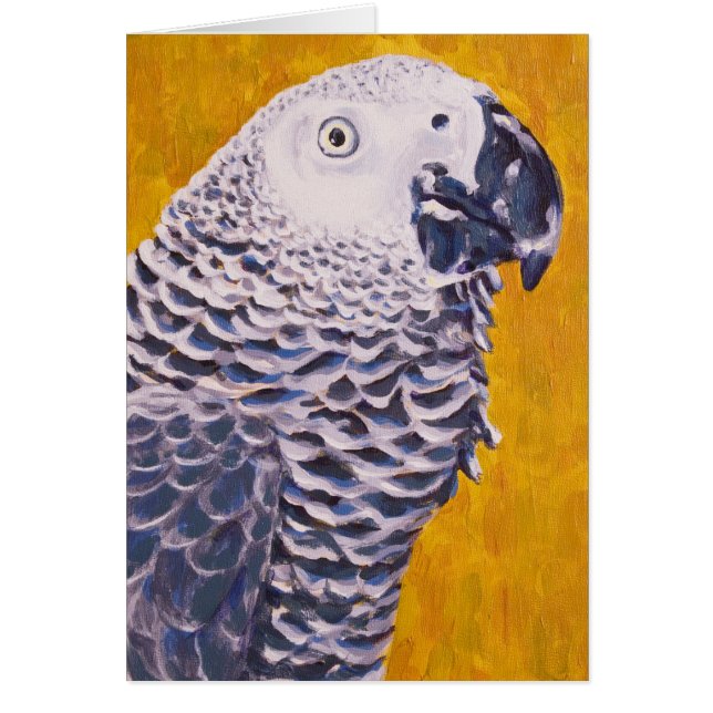 Afrikansk grå färgpapegoja hälsningskort (Framsidan)