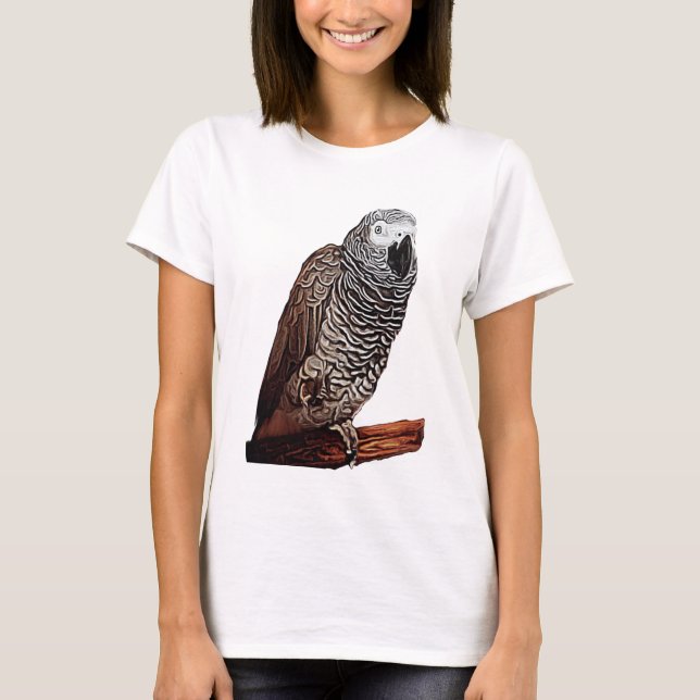 Afrikansk grå färgpapegoja t-shirt (Framsida)