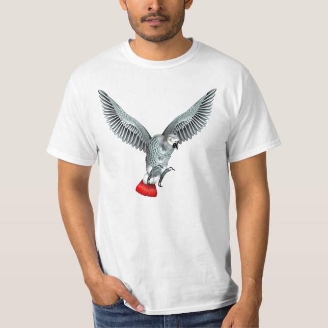 Afrikansk grå färgpapegojaskjorta t-shirt (Framsida)