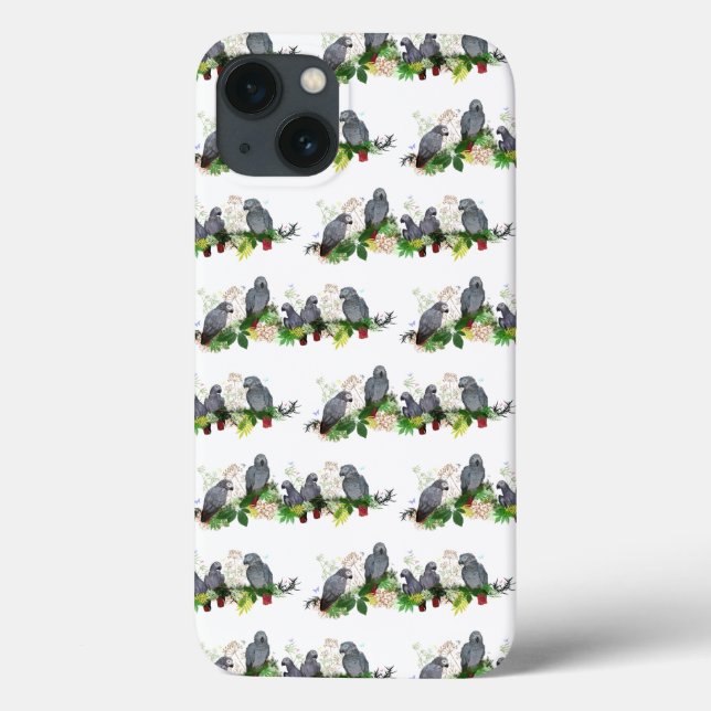Afrikansk Grå Papegoja Fest iPhone 13 Fodral (Baksida)