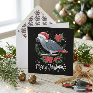 Afrikansk Grå Papegoja God Jul Illustration Julkort