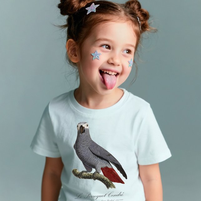 Afrikansk grå papegoja, Psittacus erithacus, vinta T Shirt (Le Perroquet Cendre - 19th century illustration. T-Shirt basic girl)