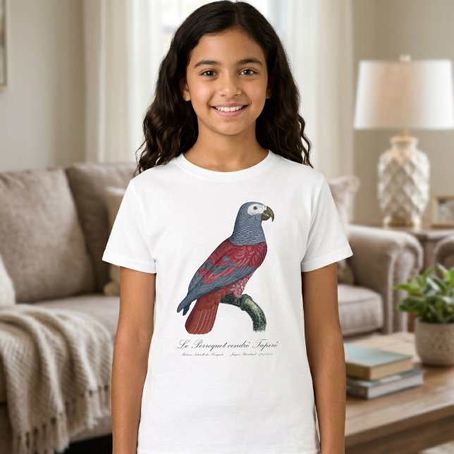 Afrikansk grå papegoja Röd faktor Psittacus Eritha T Shirt (African Grey Parrot Red Factor Psittacus Erithacus. Girl Basic White T-Shirt)