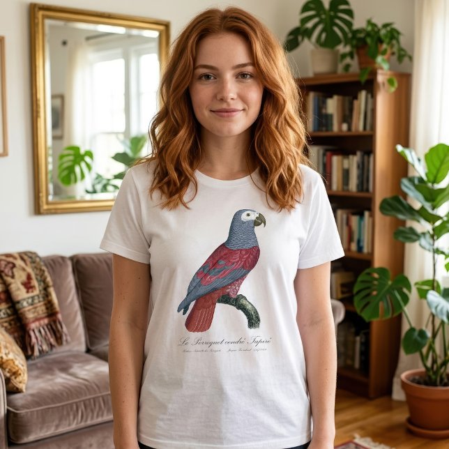 Afrikansk grå papegoja Röd faktor Psittacus Eritha T Shirt (African Grey Parrot Red Factor Psittacus Erithacus. Women Basic White T-Shirt)