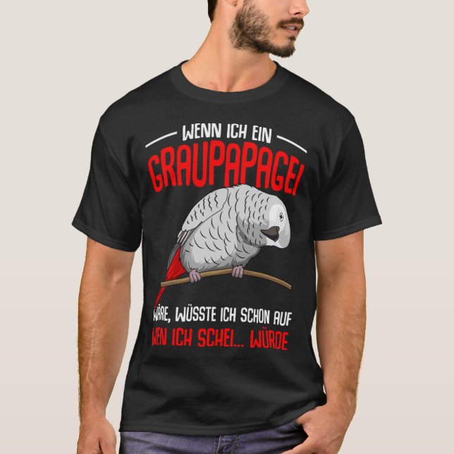 Afrikansk Grått Ord Parrot Heart Bird T Shirt (Framsida)