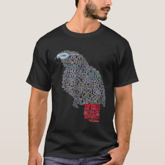 Afrikansk Grått Parro visar Afrikas Grått Ord Art T Shirt