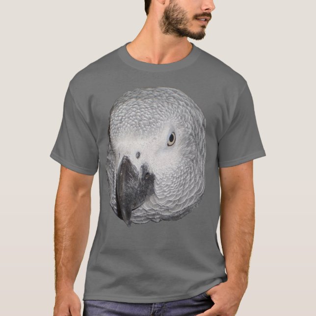 Afrikansk Grått Parrot Big Head T-Shirt (Framsida)