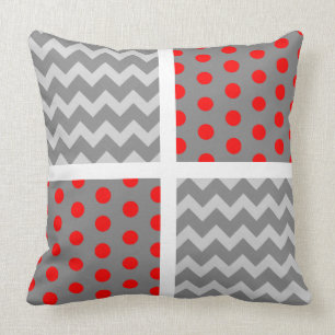 Afrikansk Grått Parrot Chevron/Polka Dot Pillow Kudde