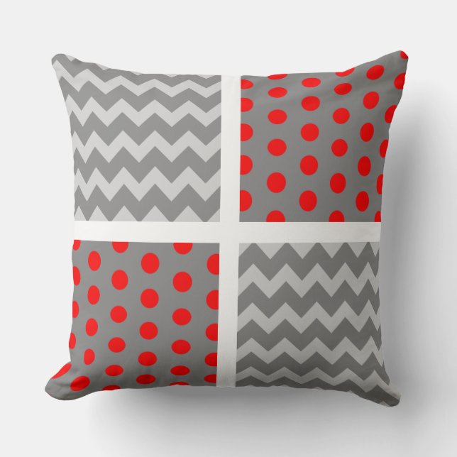 Afrikansk Grått Parrot Chevron/Polka Dot Pillow Kudde (Framsida)