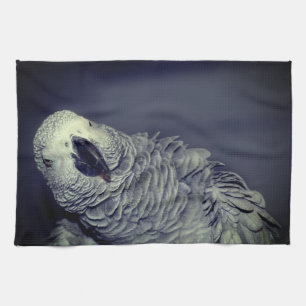 Afrikansk Grått Parrot Cute Bird Kökshandduk