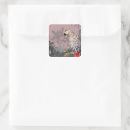 Afrikansk grått parrot fyrkantigt klistermärke