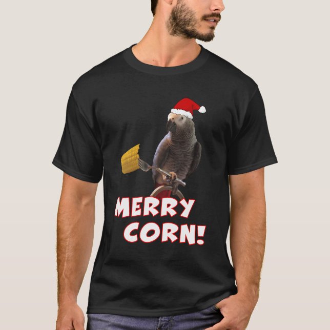 Afrikansk Grått Parrot jul Merry Maj Long Slee T Shirt (Framsida)