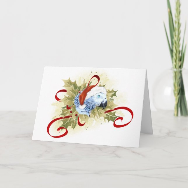 Afrikansk Grått Parrot-julkort Helgkort (Framsida)