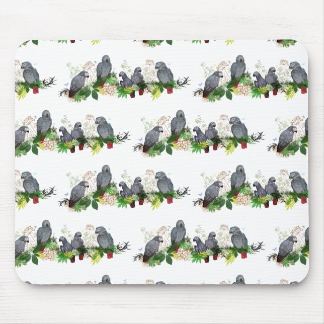 Afrikansk Grått Parrot Party Mousemat Musmatta (Framsidan)