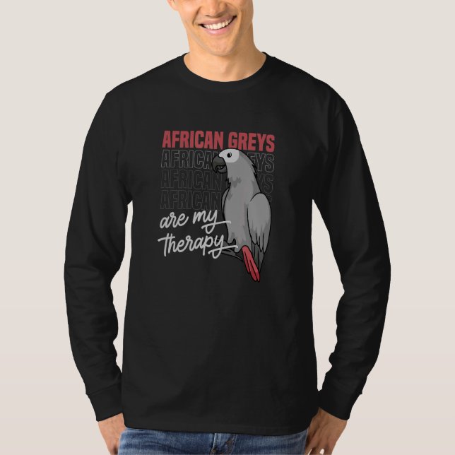 Afrikansk Grått Parrot som terapi Citat Bird T Shirt (Framsida)