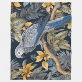 Afrikansk Grått Parrot Tropical Löv Fleecefilt