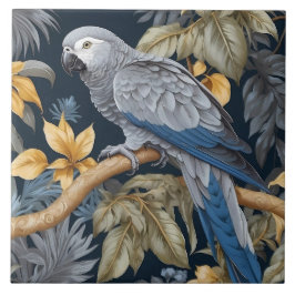Afrikansk Grått Parrot Tropical Löv Kakelplatta
