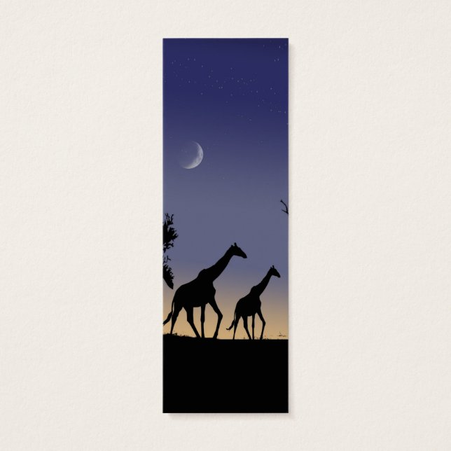 Afrikansk gryning - giraffer litet visitkort (Baksidan)